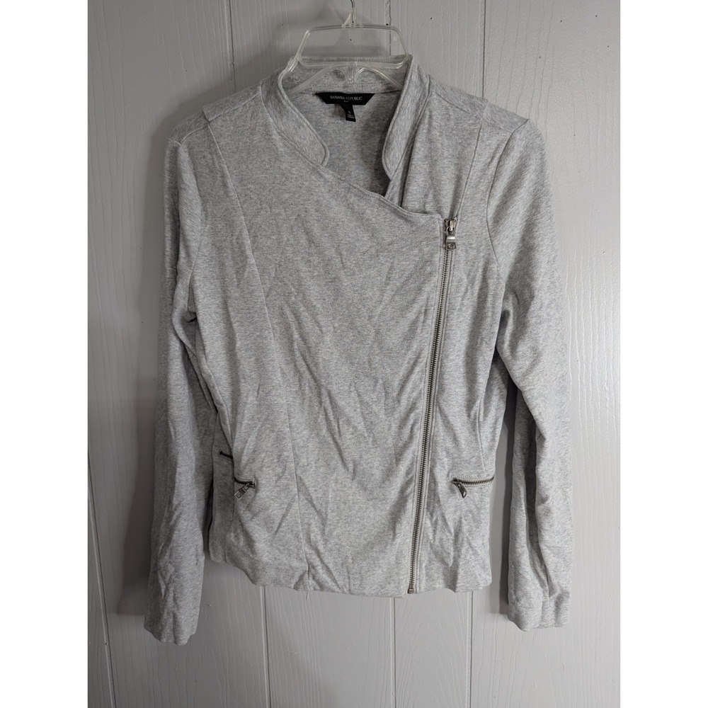 banana Republic womens S gray side zippered jacket moto cotton blend